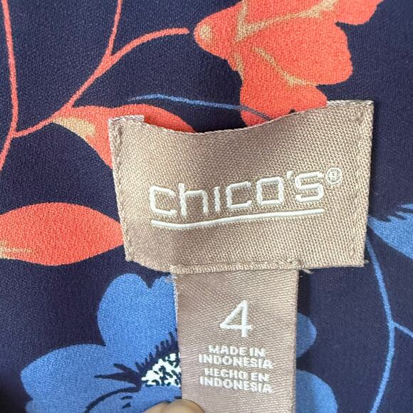 Chico’s Size XXL Blue Multicolor Buttondown Pockets shirt size XXL - Picture 2 of 9